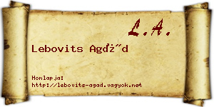 Lebovits Agád névjegykártya